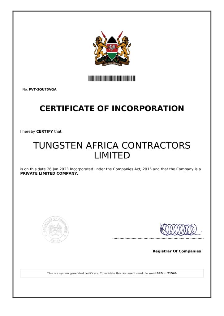 Company Registration Certificate Image